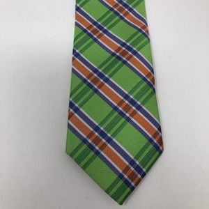 Retro Plaid Necktie Nick Graham Bright Tie Green Orange Purple White Classic